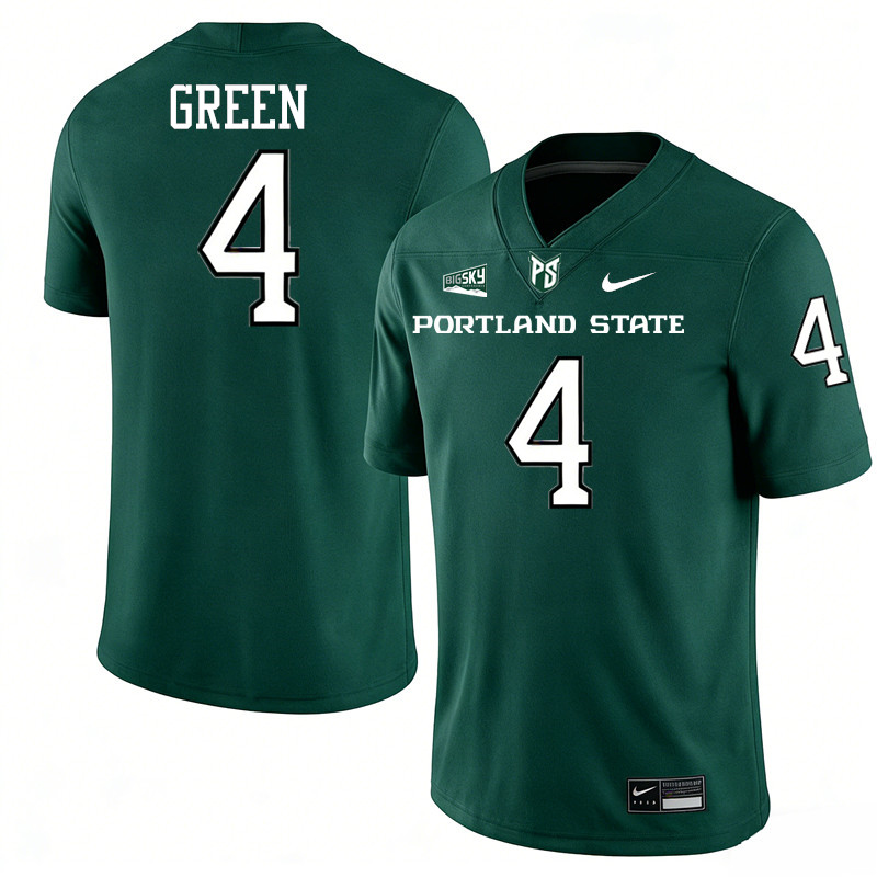 Portland State Vikings #4 Isaiah Green College Footbaall Jerseys,Uniforms Stitched-Green